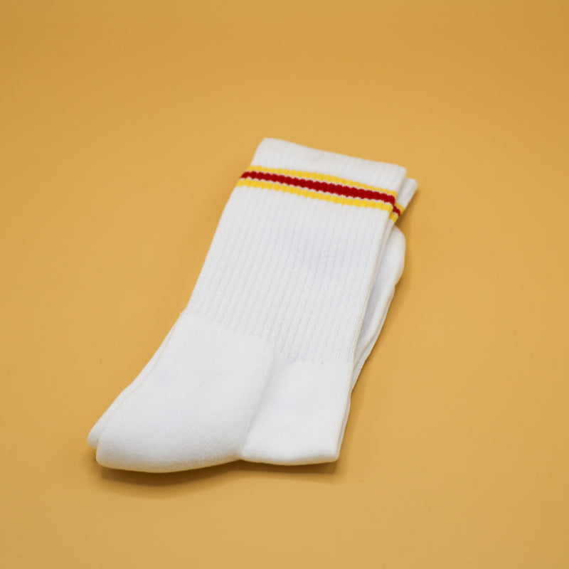 Witte sportsokken Geel/Rood