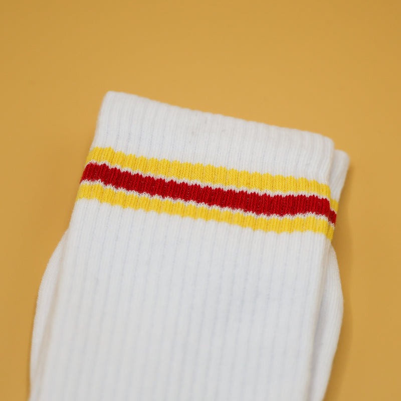 Witte sportsokken Geel/Rood